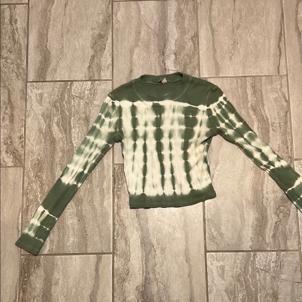 ASOS Green and White Crop Hoodie